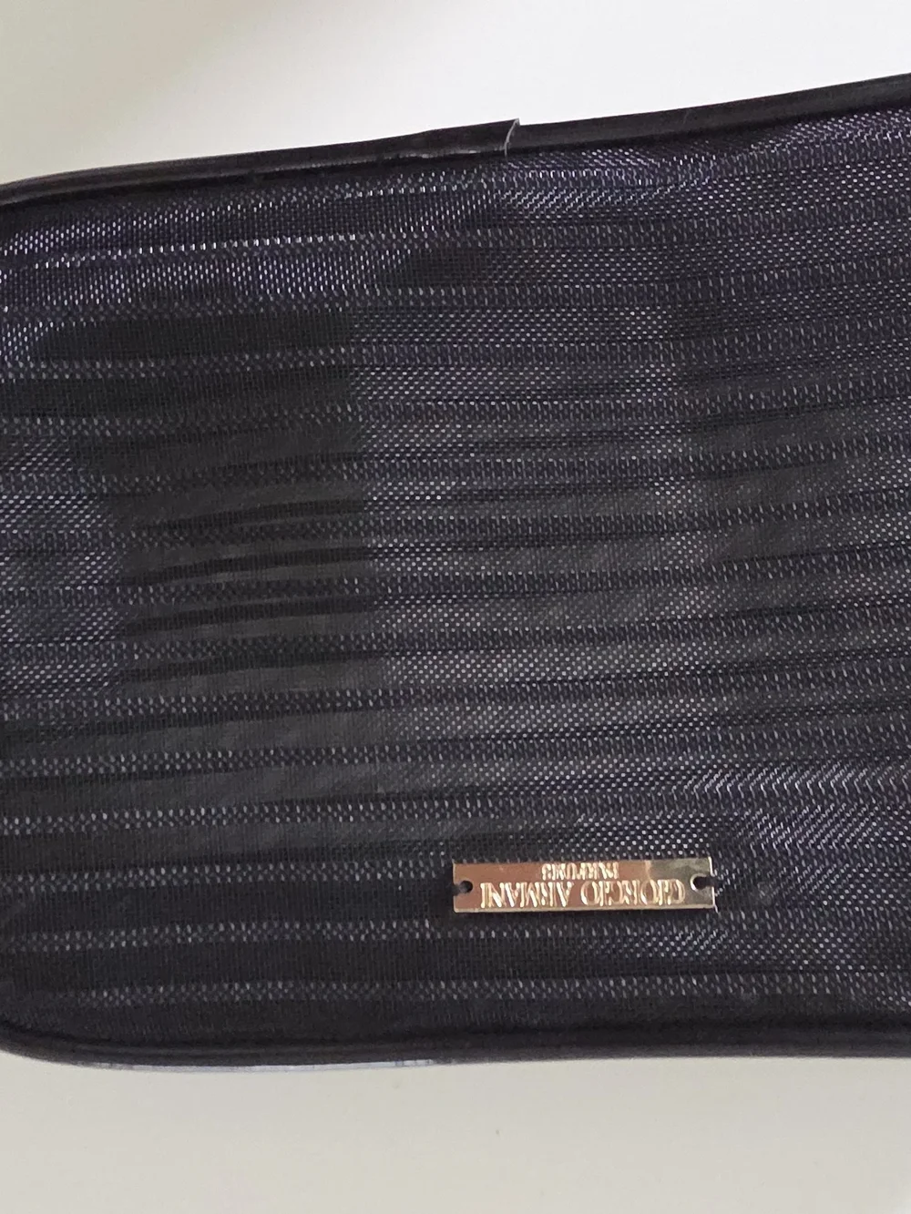 Giorgio Armani Men’s Black Textured Wallet with Gold Logo